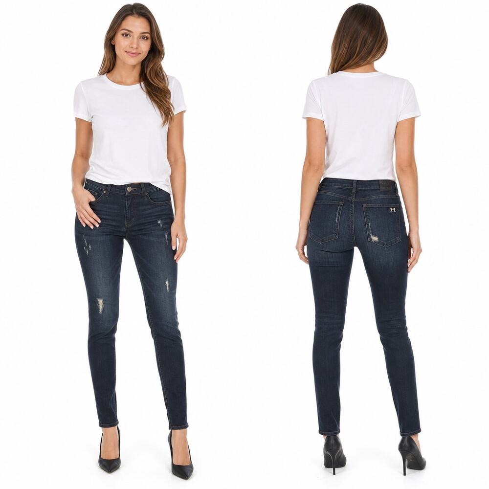 Habitual Alice Skinny Jeans 26 Dark Indigo Distressed Premium Stretch Denim NWT
